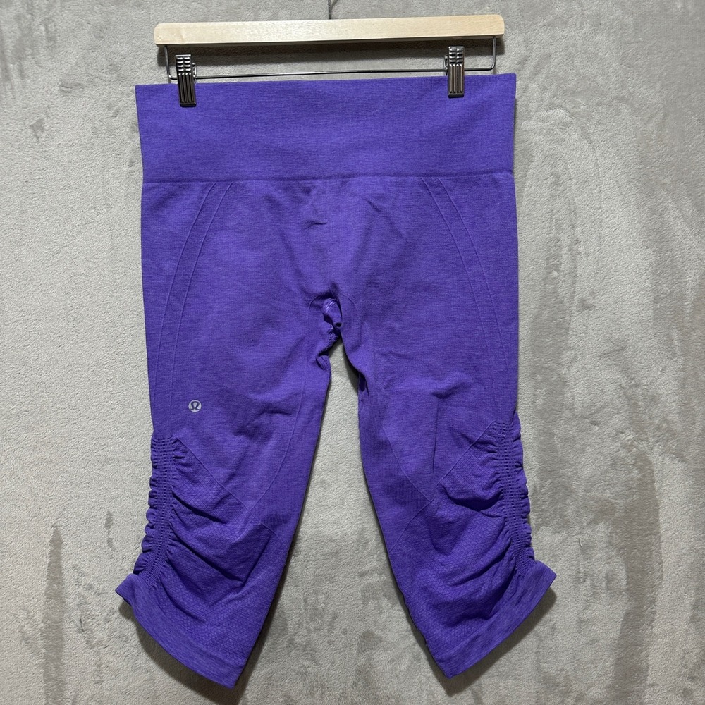 Lululemon Ebb to Street Tight Purple Capri Leggings Ruched Hem Yoga